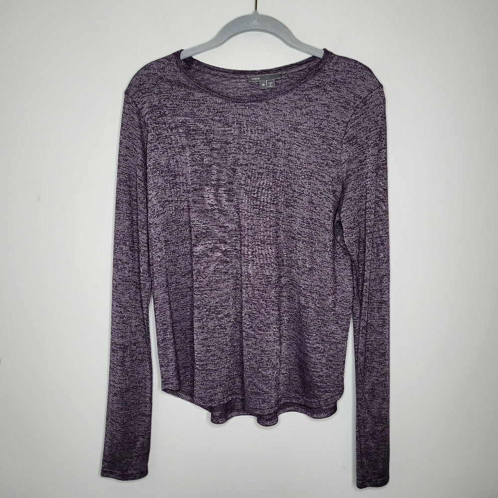 VINCE Women's Top Size M Purple Space Dye Long Sleeve Relaxed Fit Casual